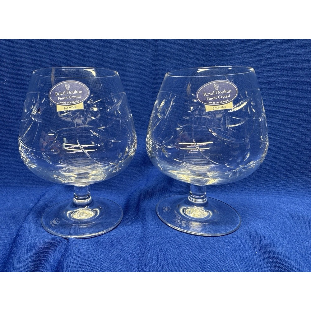 Royal Doulton Jasmine Crystal Brandy Snifters Set of 2 New Tags Made In France